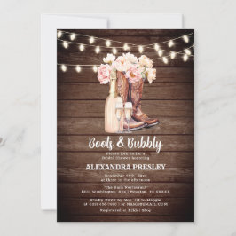 Invitación Boots & Bubbly Rustic Cowgirl Floral BRIDAL DUCHA