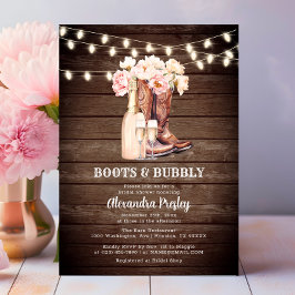 Invitación Boots & Bubbly Rustic Cowgirl Floral BRIDAL DUCHA