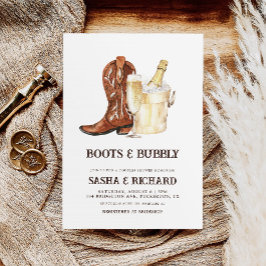 Invitación Boots & Bubbly Rustic Parejas Occidentales Ducha