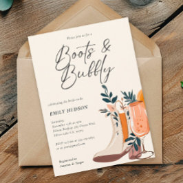 Invitación Boots & Bubbly Western Brillante Ducha