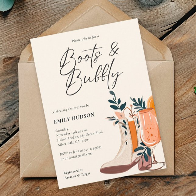 Invitación Boots & Bubbly Western Brillante Ducha (Subido por el creador)