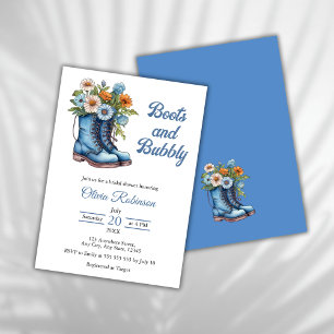 Invitación Boots & Bubbly Western Cowgirl Blue Brillower