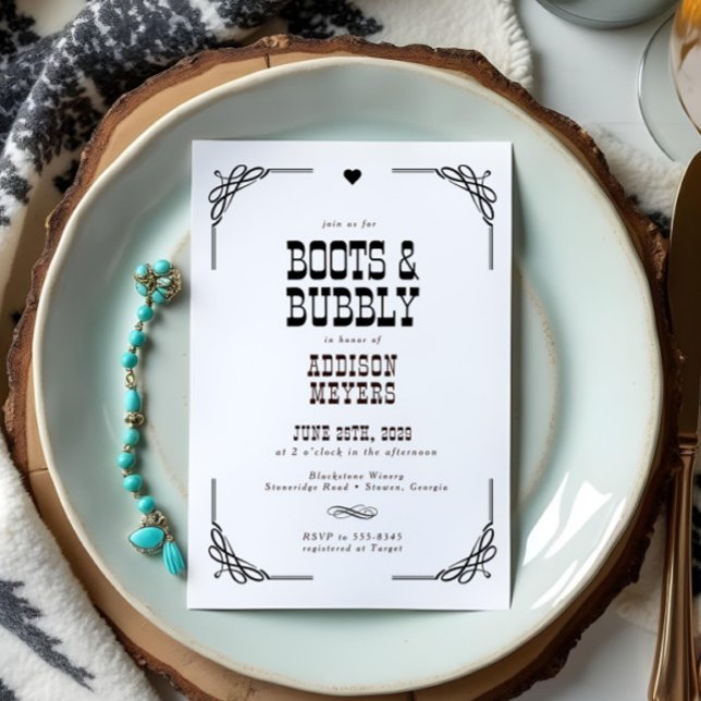 Invitación Boots & Bubbly Western Cowgirl Briower (Subido por el creador)