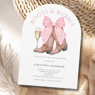 Invitación Boots Bubbly Western Watercolor Bridal Shower
