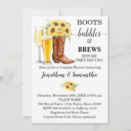 Invitación Boots Burbujas y brotes Boda Ducha girasoles