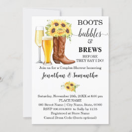Invitación Boots Burbujas y brotes Boda Ducha girasoles