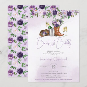 Invitación Boots campestres rubios ducha de novias occidental