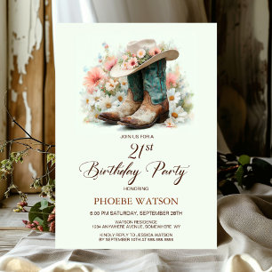 Invitación Boots contra las vacas de cumpleaños 21 y fiesta d