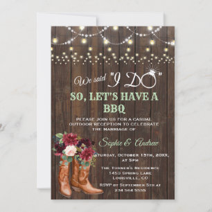 Invitación Boots de chico de vaca rosa de Rubor en Borgoña de