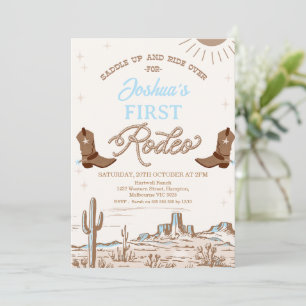 Invitación Boots de Cowboy Azul marrón primer rodeo primer cu