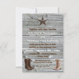 Invitación Boots de Cowboy de Madera Dolorida-Invitación a Bo