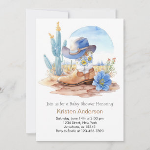 Invitación Boots de cowboy y Baby Shower Gorra