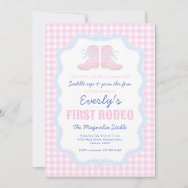 Invitación Boots de Cowgirl por primer cumpleaños de Rodeo de