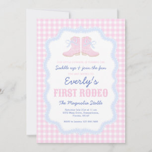 Invitación Boots de Cowgirl por primer cumpleaños de Rodeo de
