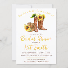 Invitación Boots de gallina occidental y ducha de novias con