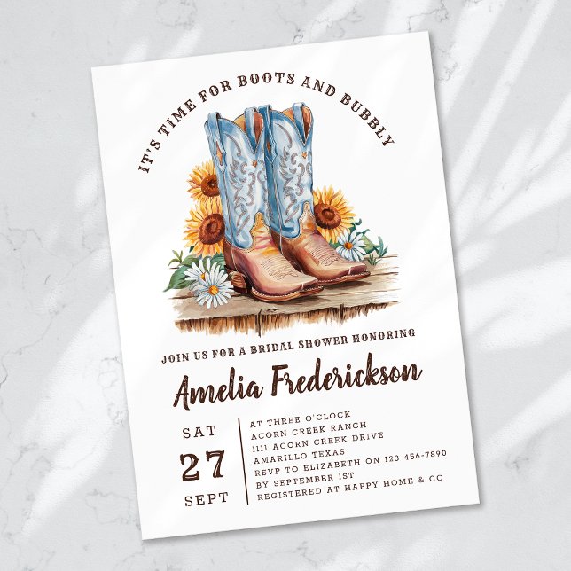 Invitación Boots de gallina rústica y ducha espumosa de novia (Subido por el creador)