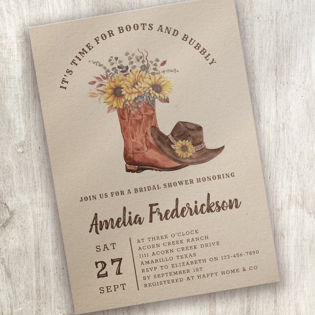 Invitación Boots de gallina rústica y ducha espumosa de novia (Subido por el creador)