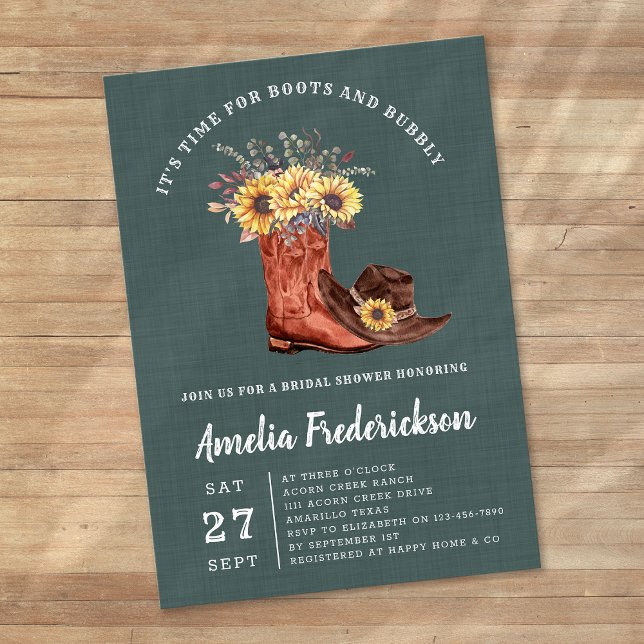 Invitación Boots de gallina rústica y ducha espumosa de novia (Subido por el creador)