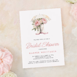 Invitación Boots de lluvia blanca y ducha de novias de peones