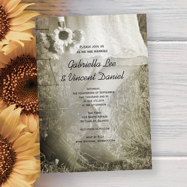Invitación Boots de novios, bots de vaquero y boda campestre  (Subido por el creador)