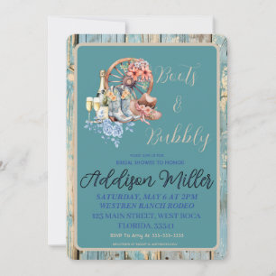 Invitación Boots de vacas occidentales y ducha de novias burb
