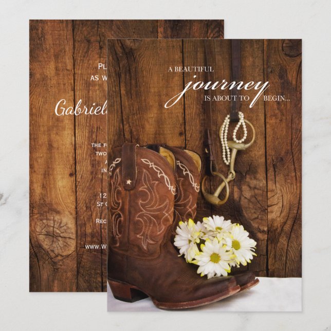 Invitación Boots de vaquero, maricones y Boda de bit de cabal (Anverso / Reverso)