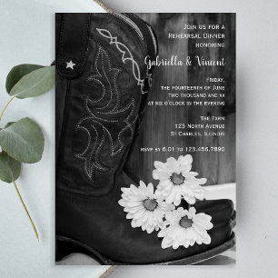 Invitación Boots de vaquero y Boda de Daisis Cena de ensayo