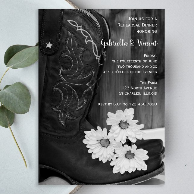Invitación Boots de vaquero y Boda de Daisis Cena de ensayo (Subido por el creador)