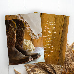 Invitación Boots de vaquero y Boda occidental del país de enc