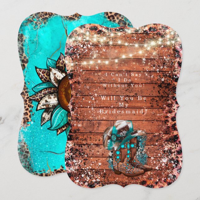 Invitación Boots de vaqueros de campo serán mi dama de honor (Anverso / Reverso)