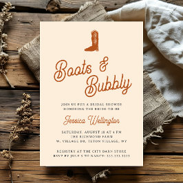 Invitación Boots de vaqueros occidentales retro y ducha de no