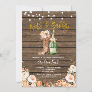 Invitación Boots del país occidental y burbuja de la ducha de
