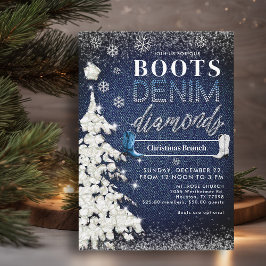 Invitación Boots Denim Diamonds Navidades azules Fiesta de la