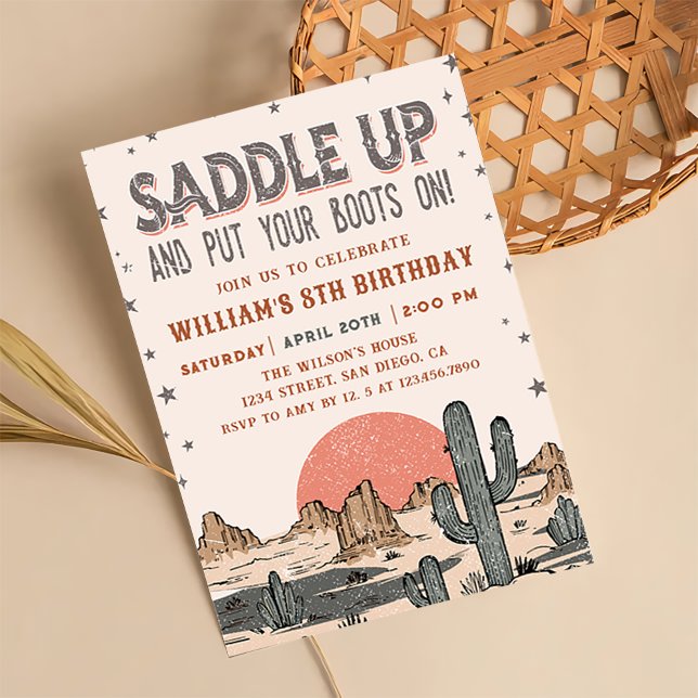 Invitación Boots en el país de cumpleaños occidental (Subido por el creador)