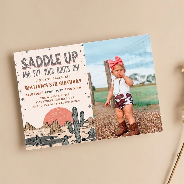 Invitación Boots en el país de cumpleaños occidental (Subido por el creador)