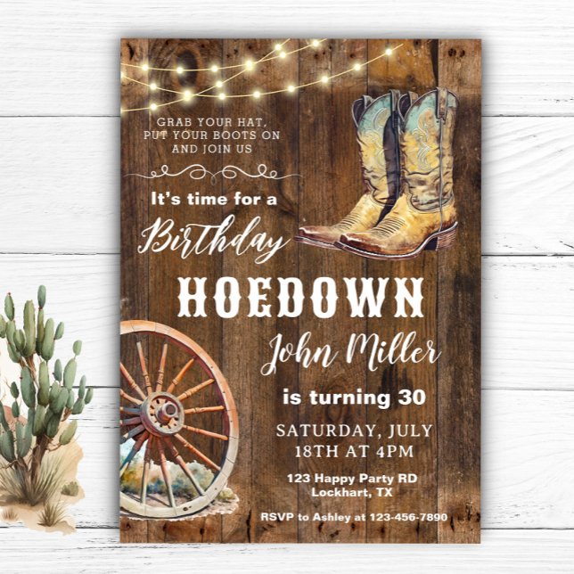 Invitación Boots en el país Fiesta de Hoedown Occidental (Subido por el creador)