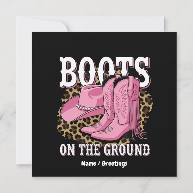 Invitación Boots en el suelo de la línea de las vacas occiden (Anverso)