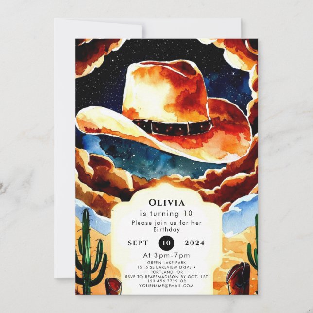 Invitación Boots encantados Cumpleaños de Cowboy (Anverso)
