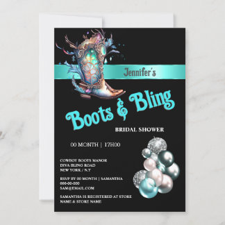 Invitación Boots Fantasía fantasía vaquera botas purpurinas g