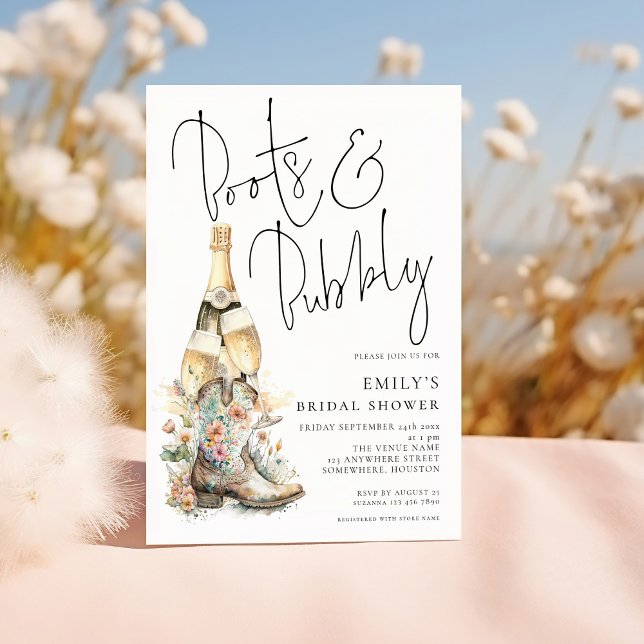 Invitación Boots modernos Butt Bubbly Cowgirl Bridal Shower (Subido por el creador)