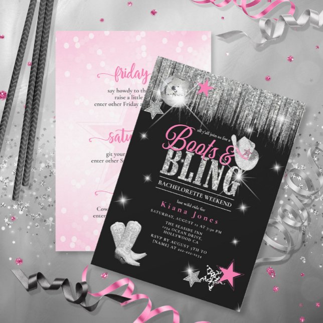 Invitación Boots 'n Bling Disco Bachelorette Weekend ID925 (Subido por el creador)
