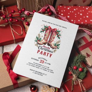 Invitación Boots Navidades Fiesta Cowgirl Navidades