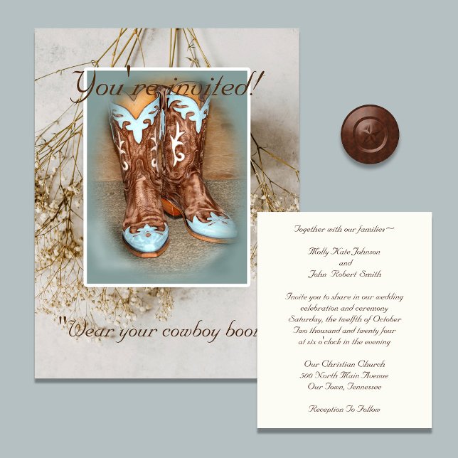 Invitación Boots nupciales con la respiración del bebé (Subido por el creador)