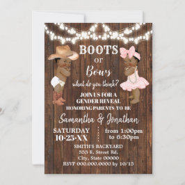Invitación Boots o Bows País Un revelador de género de bebé