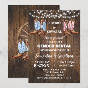 Invitación Boots occidentales de niño o Chica Género revelan