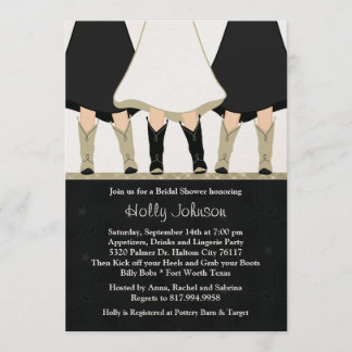 Invitación Boots Occidentales invitan a la ducha de novias en