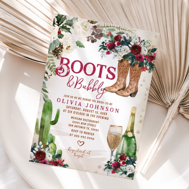 Invitación Boots occidentales y ducha de novias de cactus bub (Subido por el creador)