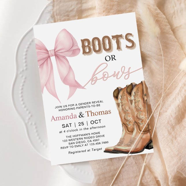 Invitación Boots or Bows Western Gender Reveal (Subido por el creador)