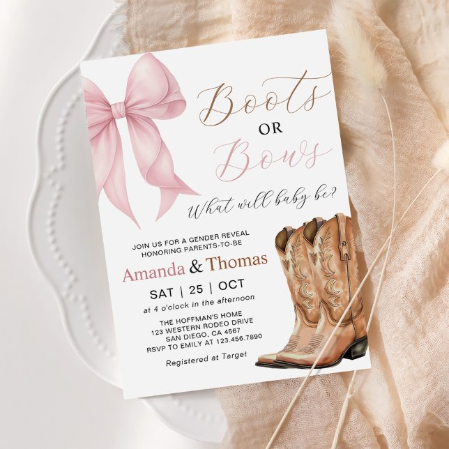 Invitación Boots or Bows Western Gender Reveal (Subido por el creador)