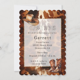 Invitación Boots Piel de vaca de Cowboy Cream Brown